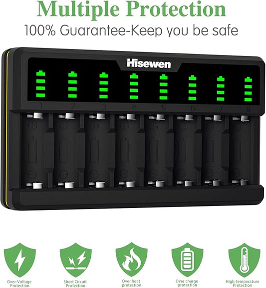 Arlo Battery Charger for CR123A Rechargeable Battery, 8 Bays CR123a Battery Charger Compatible with Arlo Wireless Cameras VMC3030 VMK3200 VMS3330 3430 3530 and Flashlight (Not Included Batteries)