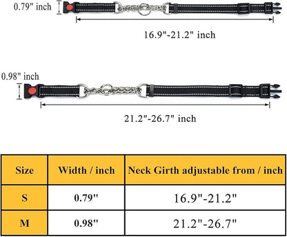 Reflective Martingale Collars for Dogs with Quick Release Buckle, Pet Stainless Steel Chain No Pull Slip Choke Collar for Training
