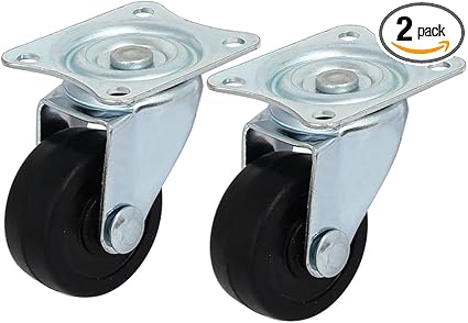 1.25-inch Dia Casters Rubber Single Wheel Rectangle Swivel Plate Trolley Casters Plate Casters Pulleys 2pcs