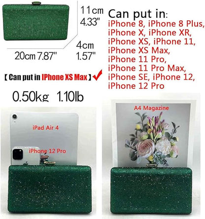Boutique De FGG Crystal Evening Bags for Women Formal Party Box Clutch Wedding Rhinestone Handbags Bridal Clutch Purse,Mini