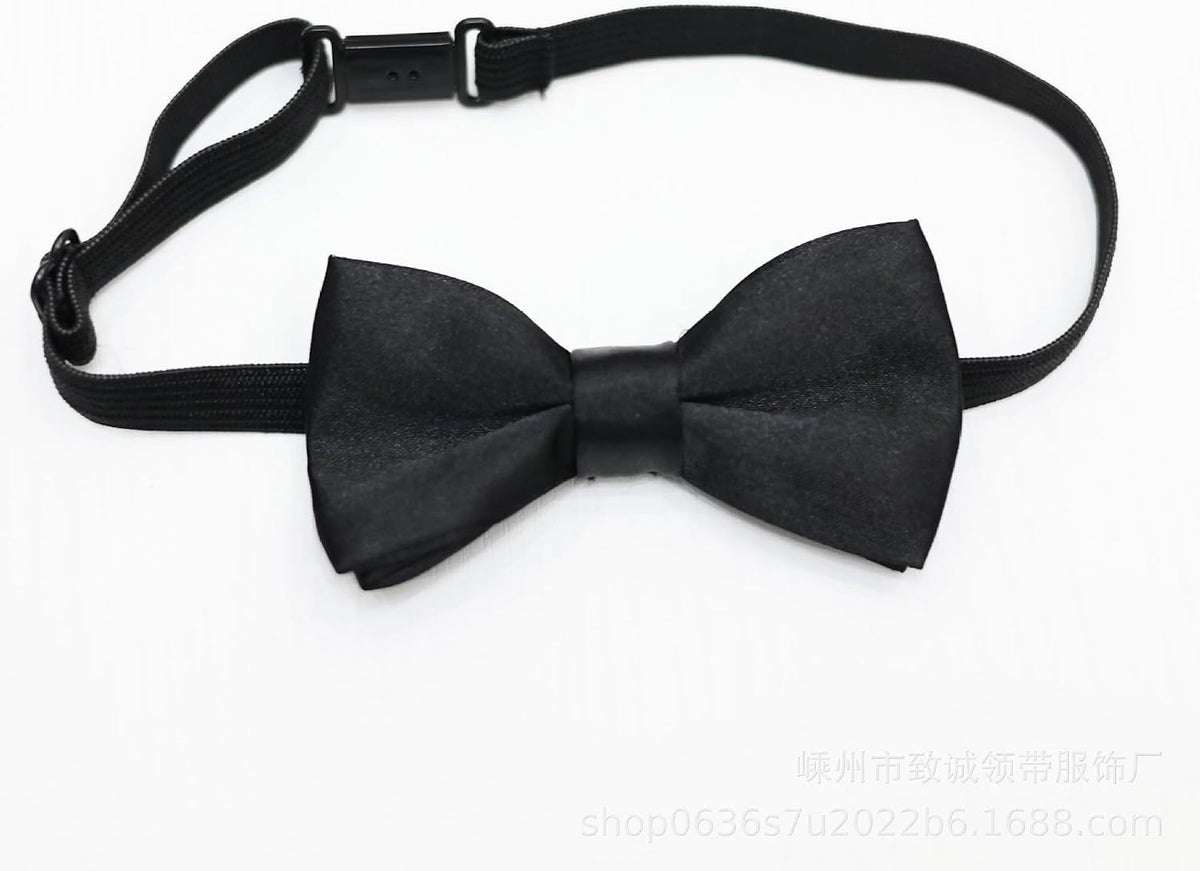 Black Pre-Tied Bow Tie with Elastic Band Adjustable Bowtie for Men Women Formal Party Wedding Costume Accessory