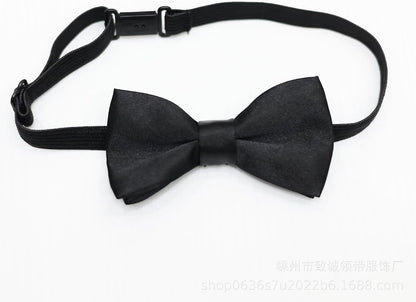 Black Pre-Tied Bow Tie with Elastic Band Adjustable Bowtie for Men Women Formal Party Wedding Costume Accessory