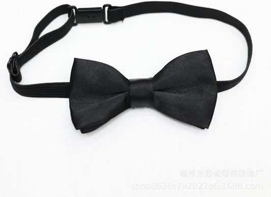 Black Pre-Tied Bow Tie with Elastic Band Adjustable Bowtie for Men Women Formal Party Wedding Costume Accessory