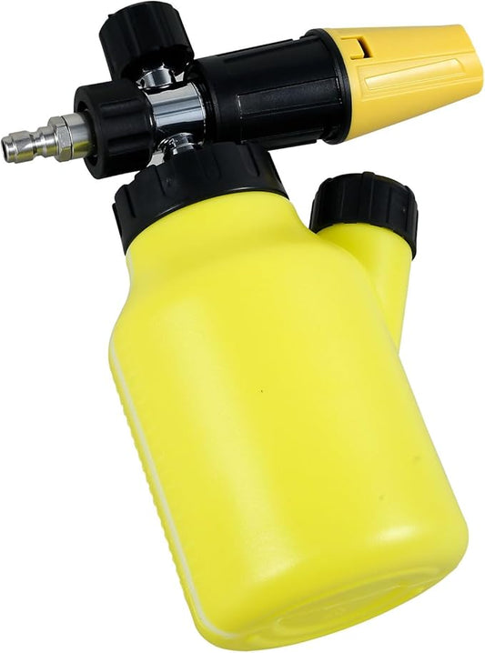 Car Wash Foam Cannon Adjustable Pressure Washer Snow Foam Cannon with 1L Bottle and Wide Neck 14inch Quick Connector Professional Car Foam Blaster for Pressure Washer(yellow)