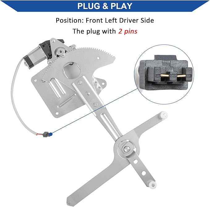 741-844 Front Left Driver Side Power Window Regulator with Motor, Compatible with Chevy S10 GMC Sonoma 1994-2004, Chevy Blazer 1995-2005, Oldsmobile BravadaGMC Jimmy 1996-2001