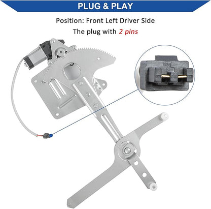 741-844 Front Left Driver Side Power Window Regulator with Motor, Compatible with Chevy S10 GMC Sonoma 1994-2004, Chevy Blazer 1995-2005, Oldsmobile BravadaGMC Jimmy 1996-2001