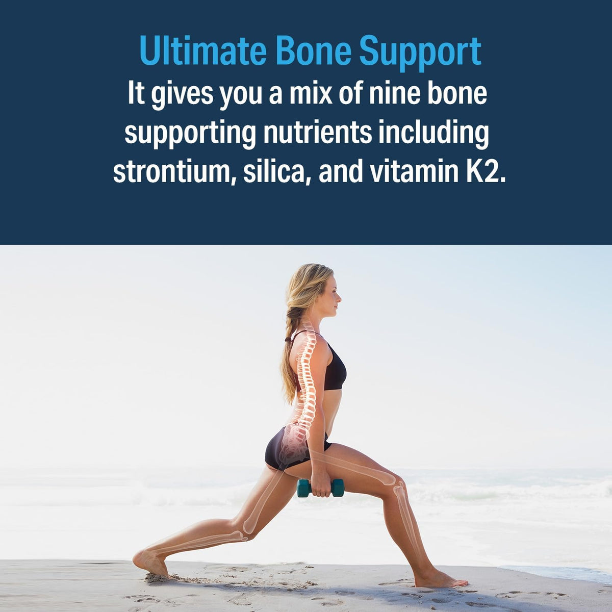 Ultimate Bone Support | Vitamin D3, K2, Strontium & Silica | 60 Tablets | Bone density and strength care for women and men, with mineral-focused nutrition supporting long-term skeletal wellness daily