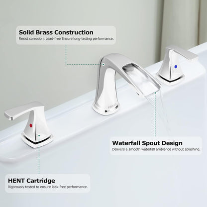 PARLOS Waterfall Roman tub Faucet with Valve, 2-Handle Widespread Tub Filler, Chrome, 1434201.