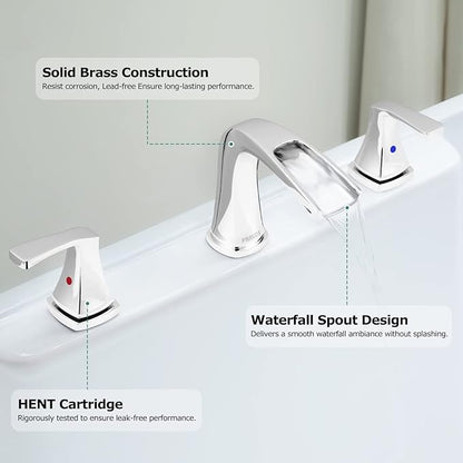 PARLOS Waterfall Roman tub Faucet with Valve, 2-Handle Widespread Tub Filler, Chrome, 1434201