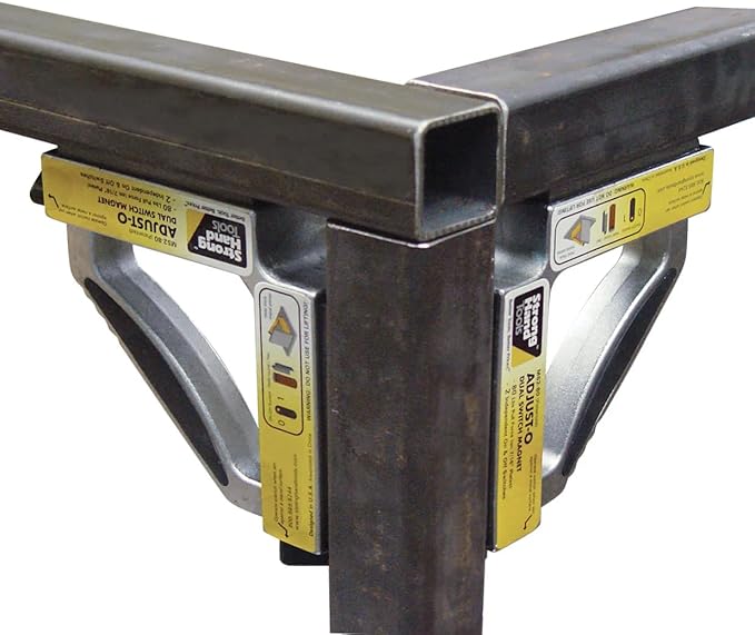 Strong Hand Tools Adjust-O 90 Dual Switch Magnetic Fabrication Square, OnOff Switches, Max. Pull Force: 120 LBS, Dimension: 6 x 6 x 1-12, MS2-80