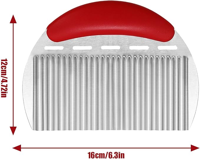 Potato Crinkle Cutter - Stainless Steel Wave Cutter, Crinkle Fry Maker | Non-Slip Handheld French Fry Cutter, Vegetable Ripplee Cutter, Wavy Cutting Tool for Home Kitchen Cucumbers Carrots