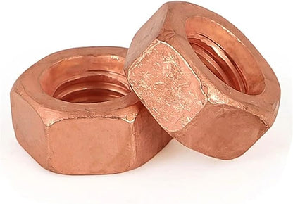 2/5pcs T2 Copper Hexagon Nut Red Copper Nut Conductive Conduction Nut Washer Locking Screw Cap Pure Copper M3 M4 M5 M6 M8 M10 M12(M5 (5Pcs))