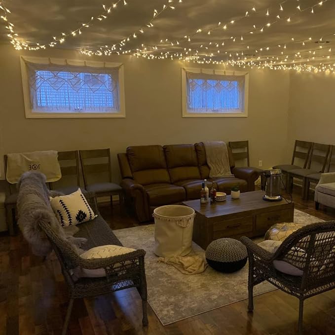 YASENN Christmas Lights String lights 200LED 66Ft Connectable Plug in,Fairy Lights 8 Lighting Modes with Timer for Garden Tree Patio Porch Decorations(Cool White)