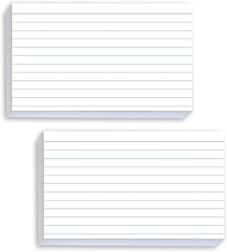 White Index Cards 3x5 Ruled, 100 Pcs File Note Cards, Lined Index Cards, Flash Cards, Study Cards, Flashcards for Studying, Notecards for Studying, Note Taking and To Do List