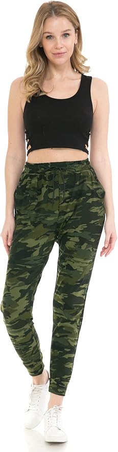 Medium Size Leggings Depot Women's Jogger Track Cuff Sweatpants with Pockets for Yoga, Workout.