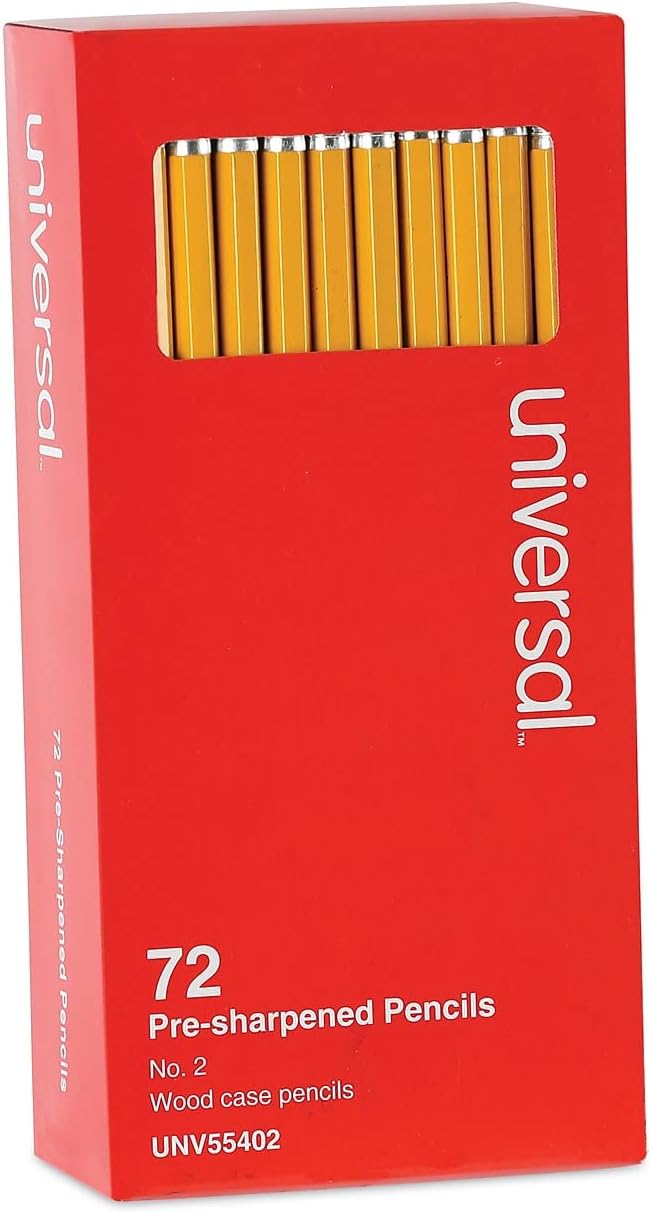 Universal UNV55402 Pre-Sharpened Woodcase 2 HB Pencil (72Pack)