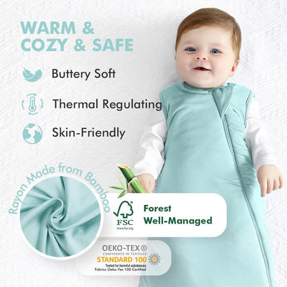 HAPIU Unisex Rayon Made from Bamboo Baby Sleep Sack TOG 1.0, 2-Way Zipper YKK, Wearable Blanket Baby