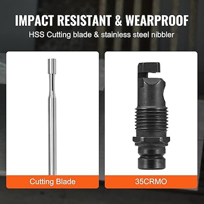 VEVOR Double Head Sheet Metal Nibbler Cutter, 360 Degree Metal Nibbler Drill Attachment with Extra Punch and Die, Cutting Hole Accessory and Step Drill Bit, for Straight Curve and Circle Cutting