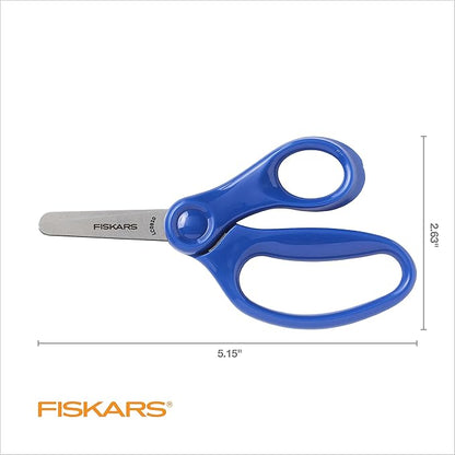 Fiskars - 5-inch blunt tip scissors for children aged 4 to 7 years, for school or crafts, back-to-school supplies, blue color