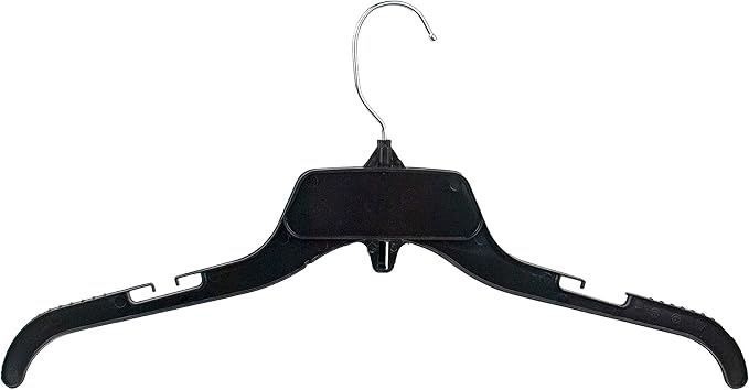 HangOn Shirt Hangers Recycled Plastic with Notches, Black, 17 Inch Pack of 25