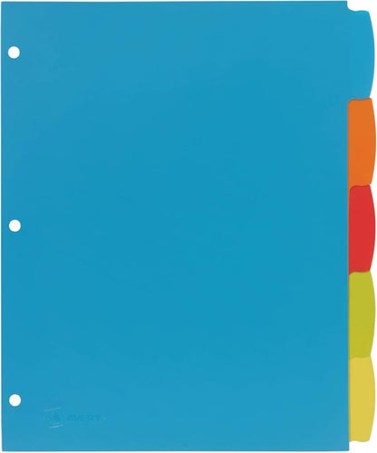 Avery Big Tab Write  Erase Durable Plastic Dividers for 3 Ring Binders, 5-Tab Set, Bright Multicolor, 1 Set (16129)