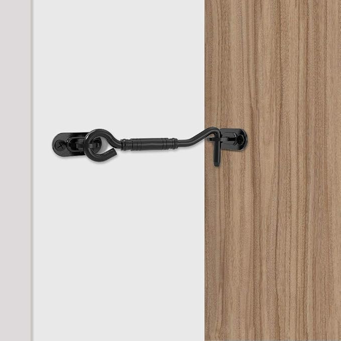 Homlux Heavy Duty Latch Lock Sliding Door Matte Black Privacy Barn Door Latch for Garage Gates and Shed Doors 1PCS