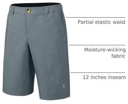 Little Donkey Andy 12 Inch Inseam Golf Shorts for Men Bermuda Quick Dry Elastic Waist Shorts for Hiking Travel Casual
