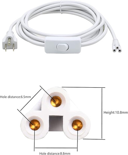 SinLoon 11FT US Plug Power Cords with On/Off Switch 3-Core LED Integrated Lights Connector Power Cable for LED T5 T8 Light Tube Integrated LED Light Fixture Extension Cable (3.4m US SW)