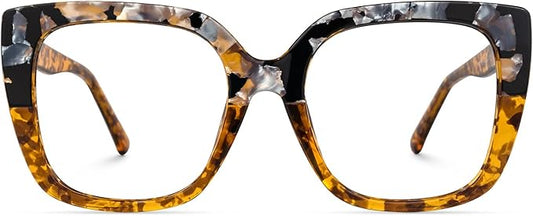 Zeelool Stylish Oversized Square Glasses with Non-prescription Clear Lens Eyewear for Women Brenda ZOP02126-16 Amber