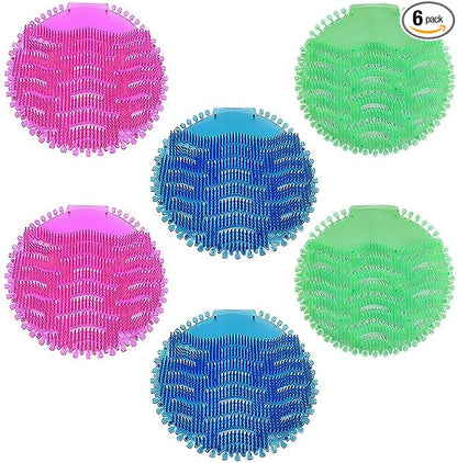 6 Pack Urinal Screen Set, Anti-Splash Urinal Cakes Filter, Portable Toilet Urinal Mats Scent Freshener for Bathroom Hotel Restaurant School Office Gym (Red, Green, Blue) (6 pcs)