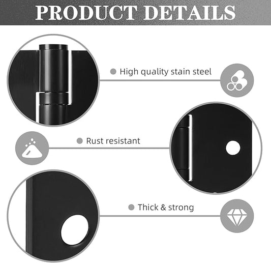 2 Pack Stainless Steel Black Door Hinges, Heavy Duty Door Hardware, 4 x 4 Inch Door Hinge with Ball Bearing, Door Hinges with Square Corners