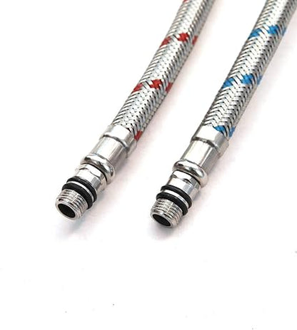 Homevacious 32-Inch Long Bathroom Kitchen Faucet Connector Braided Supply Hose 38-Inch Female Compression Stainless Steel Thread x M10 Male Connector, x 2 Pcs (1 Pair)