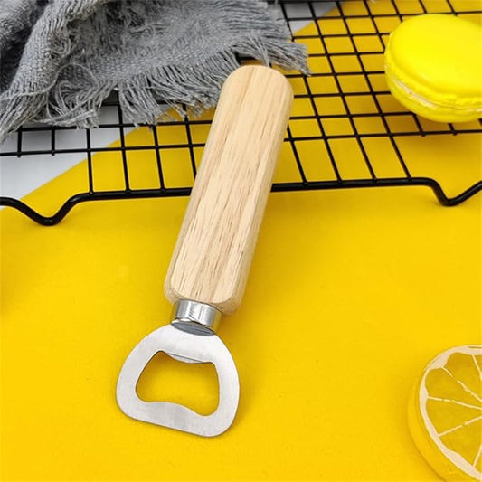Stainless Steel Bottle Opener Bartender Wood Beer Opener Cider Wine Opener Bottle Opener with Wooden Handle Engraved Gift Set for Wedding Party Home Kitchen Bar Restaurant, 5.5 inch