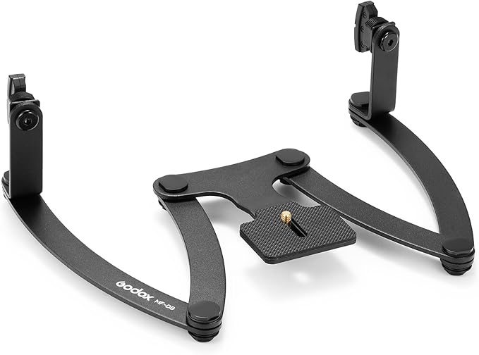 GODOX MF-DB Flexible Flash Bracket with Dual Flash Mounts Aluminum Alloy 360°Rotatable Head for Dental Photography Portrait Macro Photography Compatible with Nikon/Sony DSLR Cameras