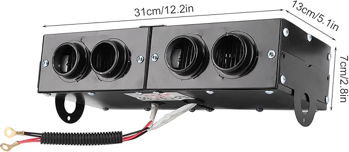Keenso Car heating fan, car heater, defroster, 4-hole heating fan, 12 V, defroster, 800 W