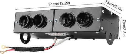 Keenso Car heating fan, car heater, defroster, 4-hole heating fan, 12 V, defroster, 800 W