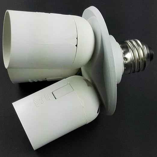3 to 1 Light Socket E26 Splitter Lamp Base Adapter for Standard LED and CFL Bulbs