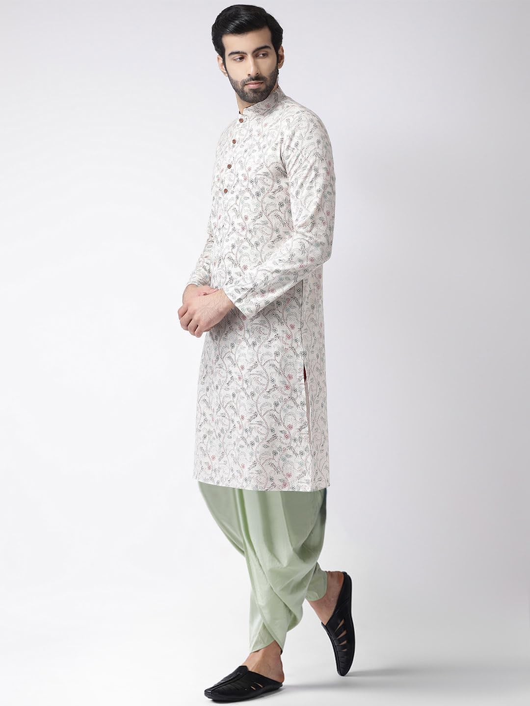 KISAH Men's Kurta Set - Printed Cotton Blend - Traditional Indian Ethnic Wear for Men - Ideal for Weddings and Festivals