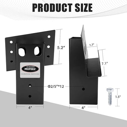 MOFEEZ Deer Stand Brackets 4x4 with Screws, Heavy Duty Elevator Bracket with Powder Coated for Deer Blind Outdoor Hunting Platform Blind Box Treehouse Shooting Shack Over 2000lb Capacity Black 4 Pack