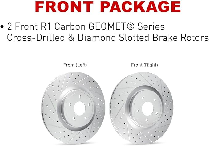 R1 Concepts Front Brake Rotor Kit Brake Rotors Brake Disc Drilled and Slottedfits 2013-2022 INFINITI JX35, Q50, Q60, QX50, QX60; Nissan Murano, Pathfinder