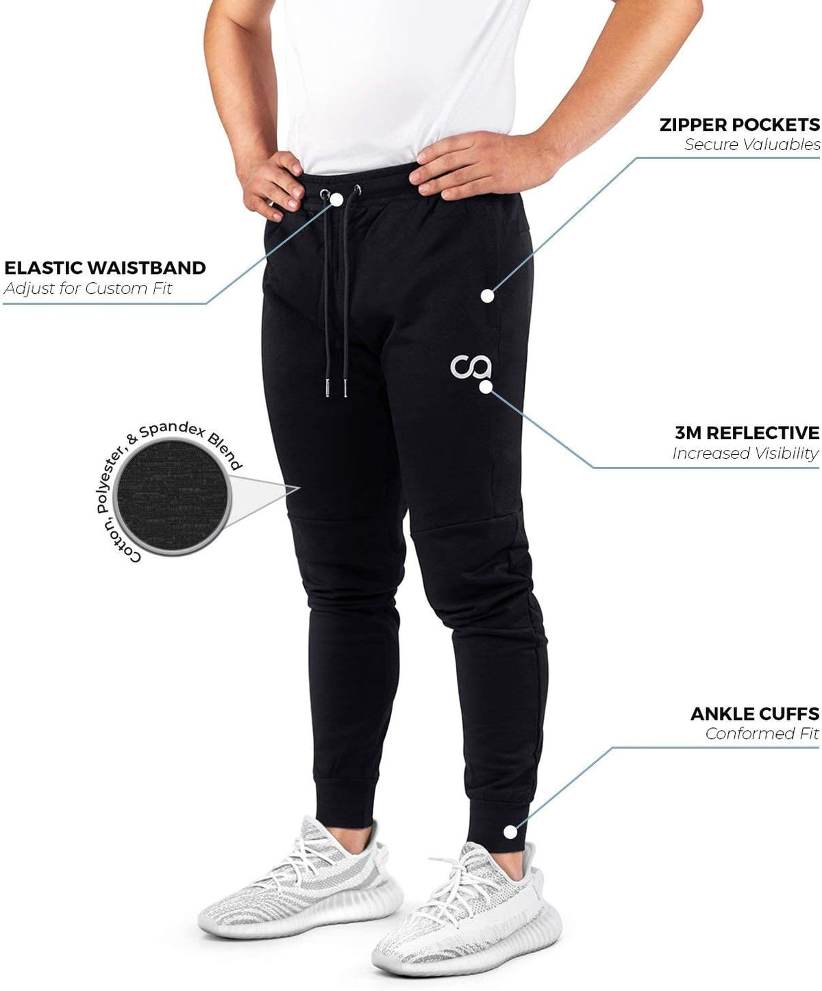 Contour MenТs Sweatpants with Pockets Zipper, Cruise Sweatpants for Men, Joggers for Men Slim Fit, Mens Joggers for Workout