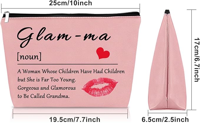 Sazuwu Gift for grandchildren's grandmother, makeup cosmetic bag, gifts for mother's day, bag, Pink