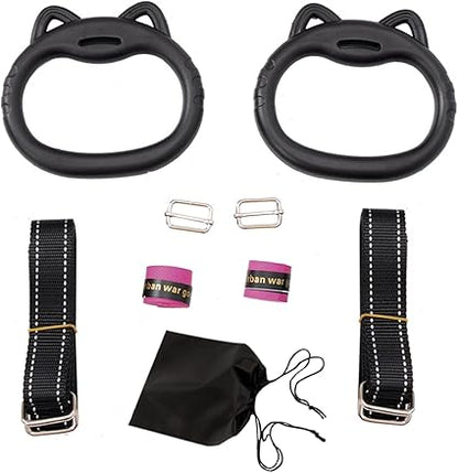 JIANWEI Gymnastics Rings Set for Kids, Professional Children Trapeze Bar Pull Up Rings with Straps Kids Playground Home Exercise Gym Rings with Drawstring Bag for Children Exercise(Pink)