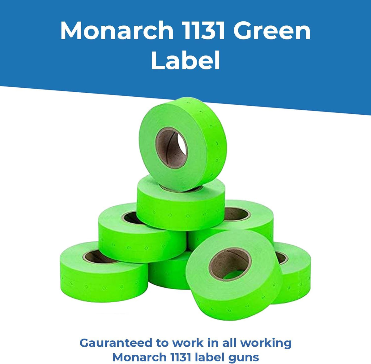 Green Labels for Monarch 1131 Price Gun, 1 Sleeve, 8 Rolls, 20,000 Labels