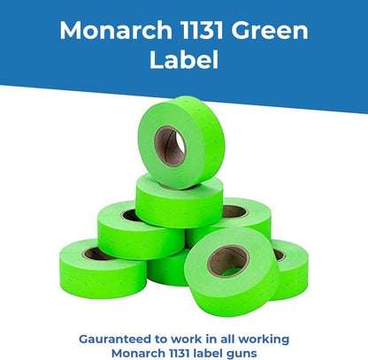 Green Labels for Monarch 1131 Price Gun, 1 Sleeve, 8 Rolls, 20,000 Labels