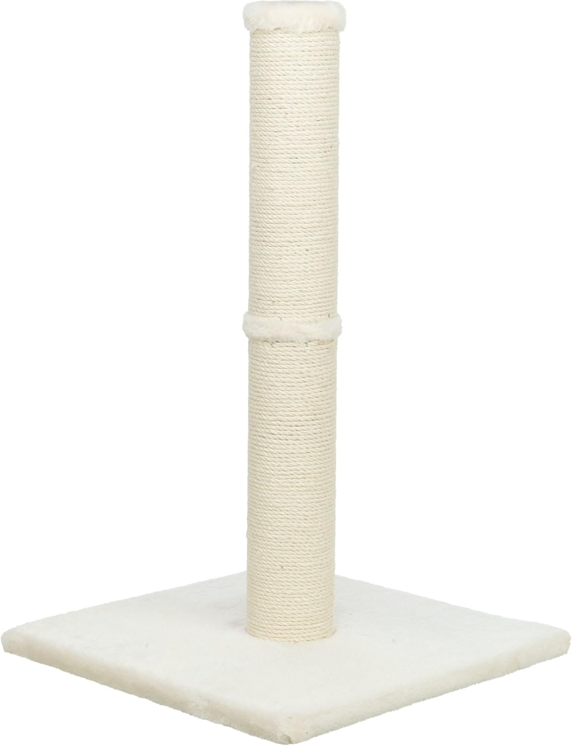 Trixie Parla Cat Scratching Post 24.4 Inch - Cat Scratcher with Soft Fabric Covering Base and Durable Natural Jute Rope - Beige