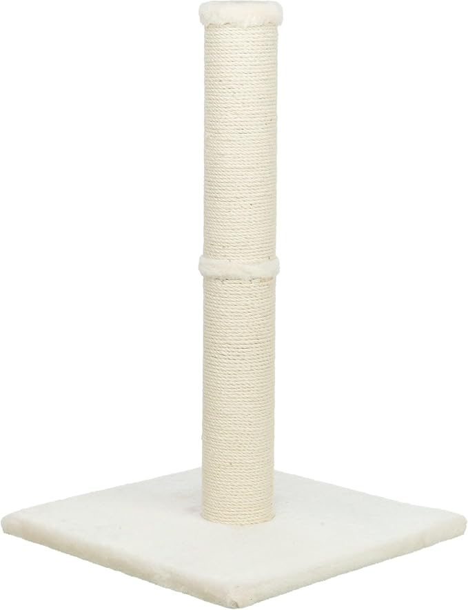 Trixie Parla Cat Scratching Post 24.4 Inch - Cat Scratcher with Soft Fabric Covering Base and Durable Natural Jute Rope - Beige