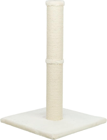 Trixie Parla Cat Scratching Post 24.4 Inch - Cat Scratcher with Soft Fabric Covering Base and Durable Natural Jute Rope - Beige