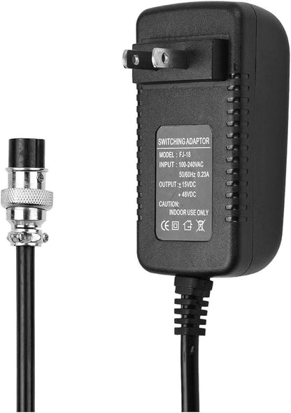 Universal Voltage Converter Power Supply for Audio Equipment with XLR Adapter 15V 48V Mixing Console Compatible