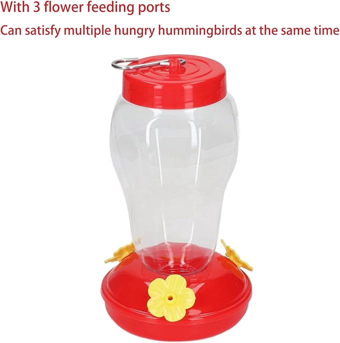 Outdoor Hummingbird Feeder Iron Hook 3 Flower Ports Hanging Hummingbird Feeder for Countyard (Style 1)